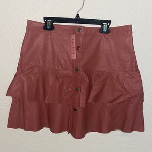 Pink fake leather skirt
